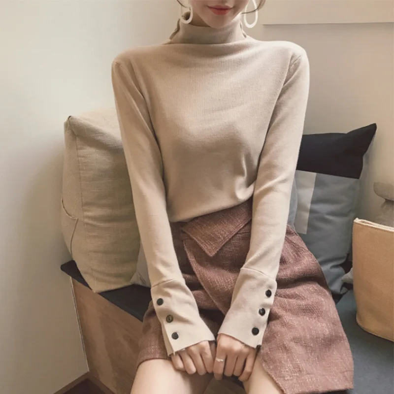 2019 Autumn Women Knitted Turtleneck Sweaters Korean Style Casual Solid Color Slim Sweaters Femme Elasticity Pullovers
2019 Autumn Women Knitted Turtleneck Sweaters Korean Style Casual Solid Color Slim Sweaters Femme Elasticity Pullovers
