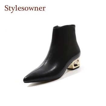 Plating Round Heels Natural Leather Boots Women Pointed Toe Office Concise Autumn Women Pumps Fashion Party Shoes Black Pink 
Plating Round Heels Natural Leather Boots Women Pointed Toe Office Concise Autumn Women Pumps Fashion Party Shoes Black Pink