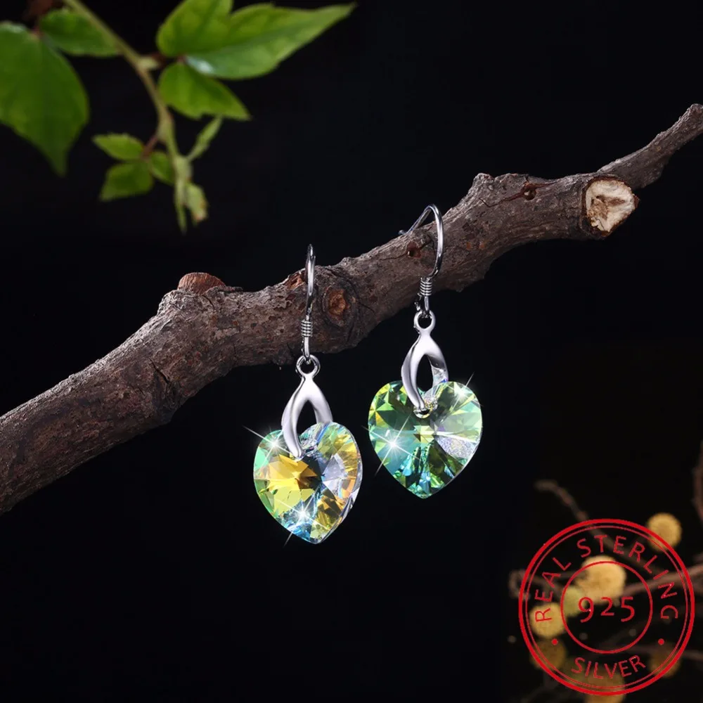 Fine Jewelry Made with Heart Swarovski Crystal Drop Earrings Real S925 Sterling Silver Long Earring for Anniversary Vintage Gift
Fine Jewelry Made with Heart Swarovski Crystal Drop Earrings Real S925 Sterling Silver Long Earring for Anniversary Vintage Gift