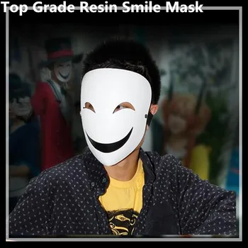 

Hot Sale Top Resin Mask Black Bullet Kagetane Hiruko Moive Japanese Anime Smile Face White Halloween Cosplay Costume Party Prop