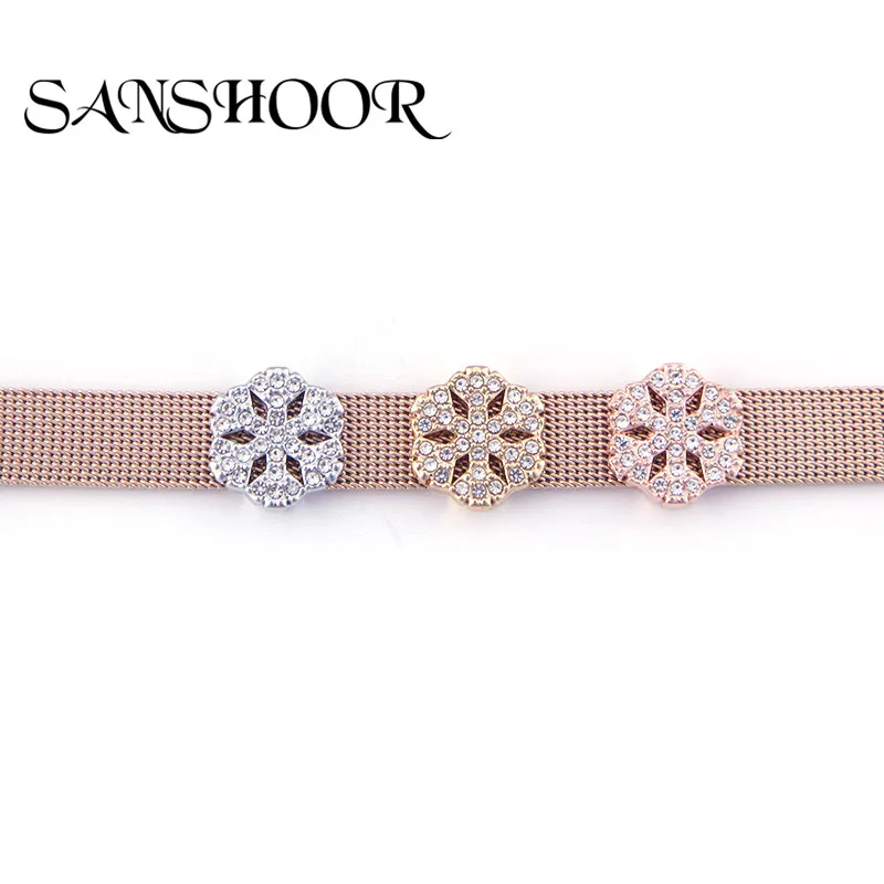 SANSHOOR Jewelry Christmas Rhinestone Snowflake Slide Charms Fit Leather Stainless Steel Mesh Bracelet DIY Accessories Making
SANSHOOR Jewelry Christmas Rhinestone Snowflake Slide Charms Fit Leather Stainless Steel Mesh Bracelet DIY Accessories Making