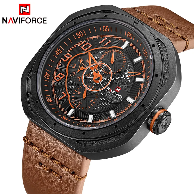 Top Luxury Brand NAVIFORCE Men's Fashion Sport Analog Men's Watch Genuine Leather Waterproof Quartz Clock Relogio Masculino
Top Luxury Brand NAVIFORCE Men's Fashion Sport Analog Men's Watch Genuine Leather Waterproof Quartz Clock Relogio Masculino