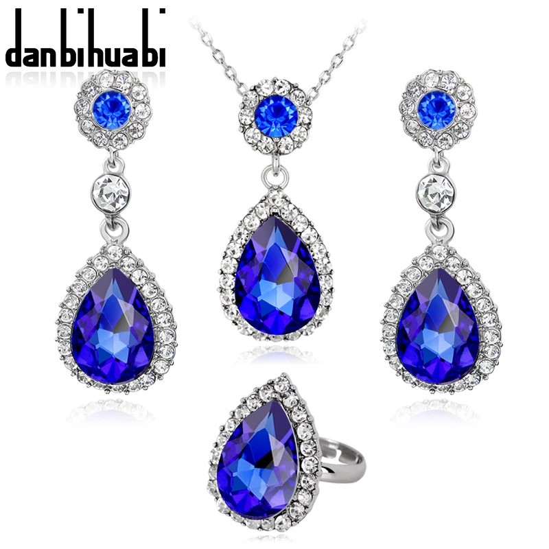 Elegant Bride Wedding Crystal Water Drop Pendant Necklace Earrings Opening Ring Costume Rhinestones Jewelry Sets for Women
Elegant Bride Wedding Crystal Water Drop Pendant Necklace Earrings Opening Ring Costume Rhinestones Jewelry Sets for Women