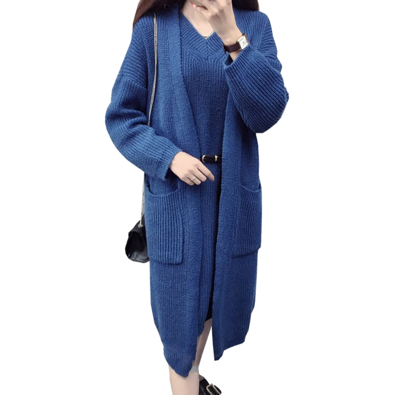 Two sets of spring and autumn sweater coat fashion dress set 2018 new long cardigan |