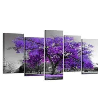 Purple Tree Wall Art for Living Room Landscape Canvas Prints 5 Panel Black Picture Modern Artwork Nature Painting
Purple Tree Wall Art for Living Room Landscape Canvas Prints 5 Panel Black Picture Modern Artwork Nature Painting