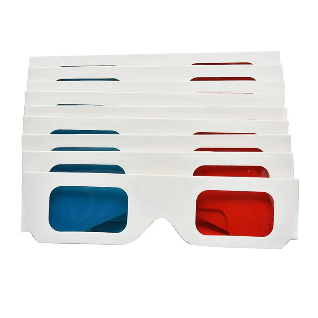 

HOT SALE 10pcs/set Universal Paper Anaglyph 3D Glasses Red Blue Cardboard Movie Game DVD Video TV 3D Glasses