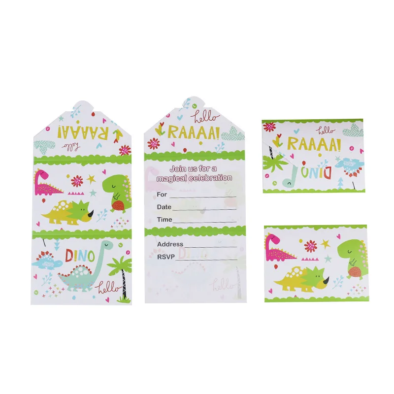 Dinosaur children kids birthday party cartoon invitation cards | Дом и сад