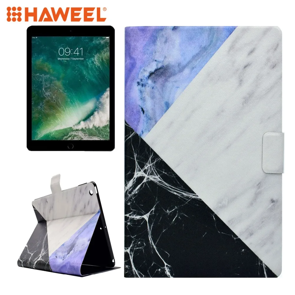 Haweel Tablet Case For iPad 9.7 (2018) (2017) PU+TPU Black and Blue Marble Pattern Horizontal Flip Leather Case with Holder
Haweel Tablet Case For iPad 9.7 (2018) (2017) PU+TPU Black and Blue Marble Pattern Horizontal Flip Leather Case with Holder