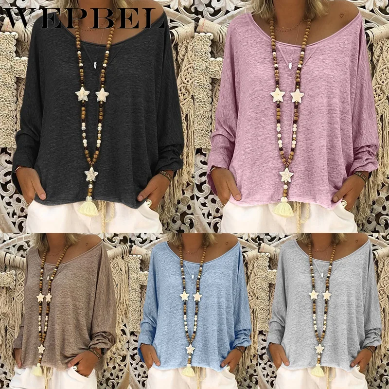 WEPBEL Women Bat Sleeve Tops Femme Loose O-neck Shirt Casual Ladies Pullovers Pure Color Short Sleeve Summer Lady T-Shirt
WEPBEL Women Bat Sleeve Tops Femme Loose O-neck Shirt Casual Ladies Pullovers Pure Color Short Sleeve Summer Lady T-Shirt