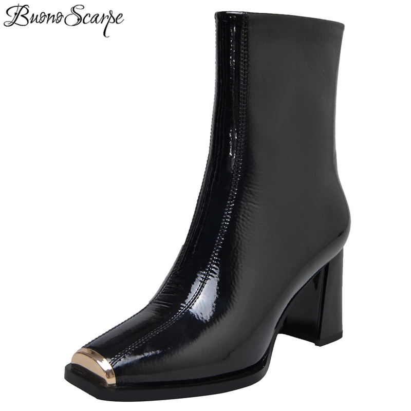 BuonoScarpe Women Warm Winter Boots Black Motorcycle Ankle Boots Metal Square Toe High Heel Botas Mujer 2018 Patent LeatherShoes
BuonoScarpe Women Warm Winter Boots Black Motorcycle Ankle Boots Metal Square Toe High Heel Botas Mujer 2018 Patent LeatherShoes