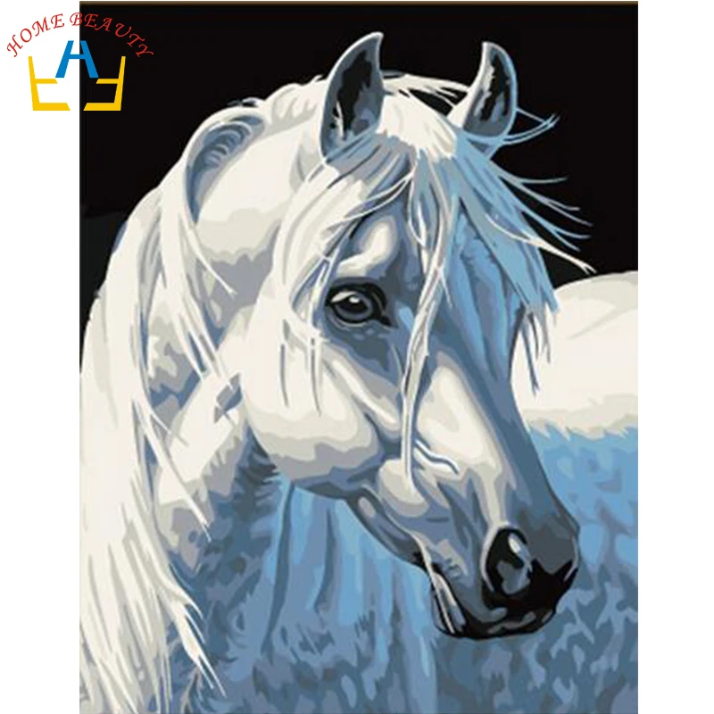 Image 40x50cm framed digital oil painting by numbers diy home decoration paint on canvas unique gift craft picture horse J042