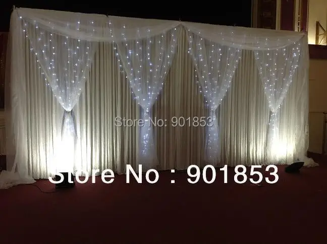 3m*6m backdrop stand*1, 3m drop*6m length backdrop*1, 6m Length organza swag*1 ,1.6m*2.8m organza curtain*4,3m*6mLed light*1
3m*6m backdrop stand*1, 3m drop*6m length backdrop*1, 6m Length organza swag*1 ,1.6m*2.8m organza curtain*4,3m*6mLed light*1