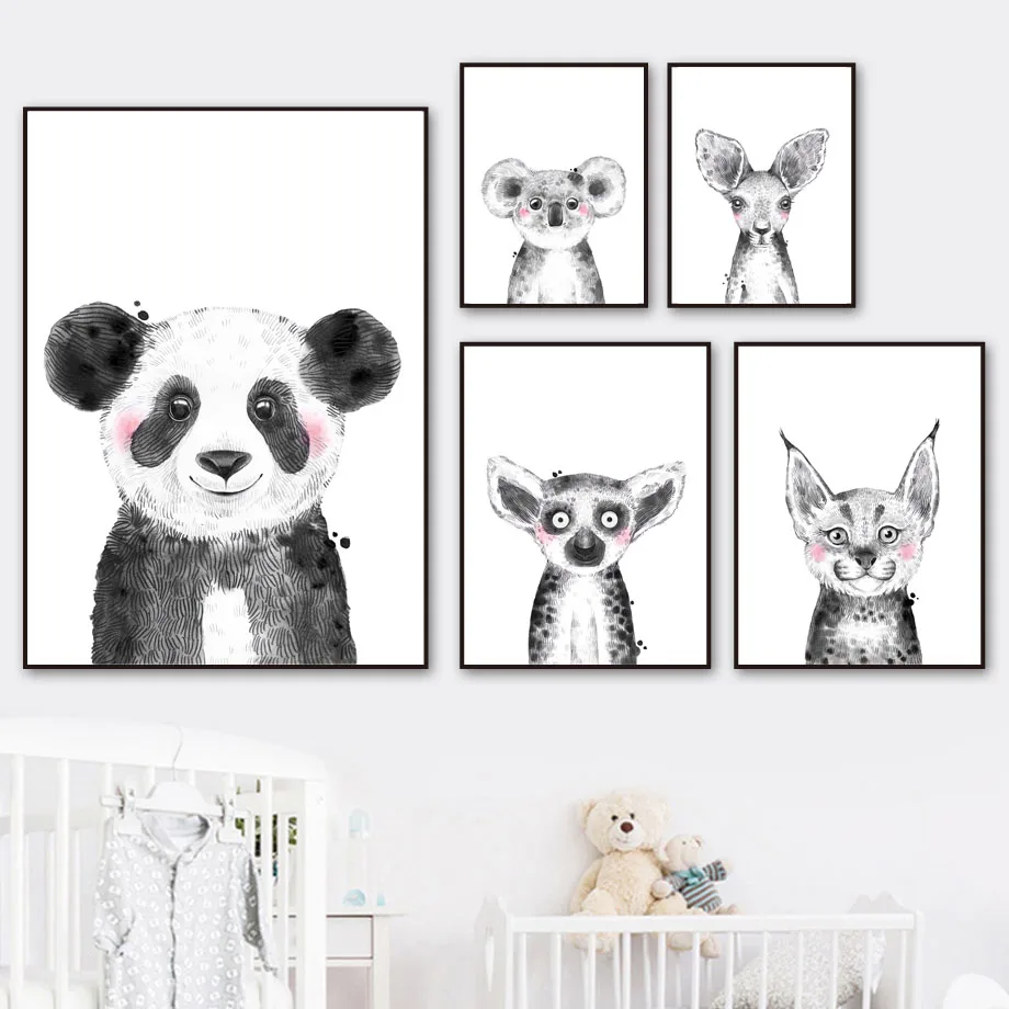 Wall Art Canvas Painting Cartoon Panda Koala Lemur Cute Nursery Nordic Posters And Prints Wall Pictures For Kids Room Bedroom 
Wall Art Canvas Painting Cartoon Panda Koala Lemur Cute Nursery Nordic Posters And Prints Wall Pictures For Kids Room Bedroom