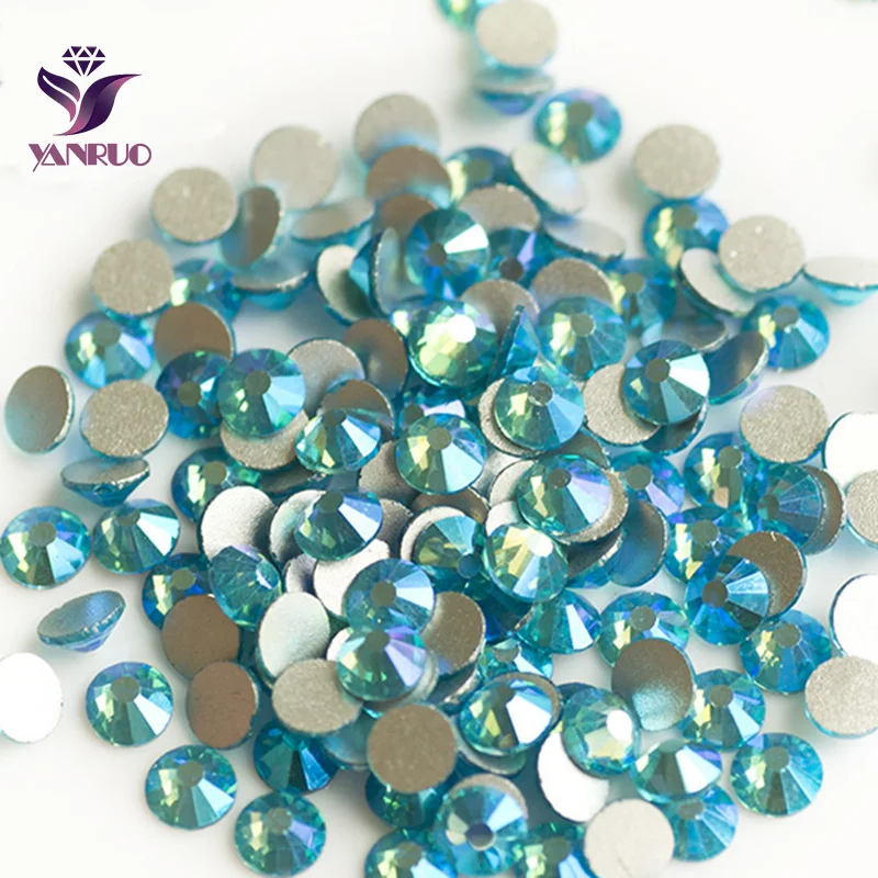 

YANRUO Aquamarine AB (202 AB) Non Hotfix Rhinestones Flatback Glass DIY Crystal Beads on Belt Marking