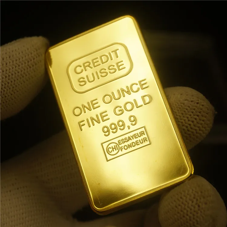 10pcs Non magnetic Credit Suisse bullion bar 1 OZ real gold plated ingot badge 50 mm x 28 mm coins Non-currency Coins
10pcs Non magnetic Credit Suisse bullion bar 1 OZ real gold plated ingot badge 50 mm x 28 mm coins Non-currency Coins