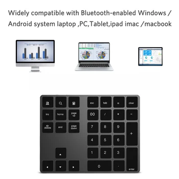 34-key wireless Bluetooth aluminum numeric keypad aluminum alloy for Apple Android WIN notebook computer keyboard
34-key wireless Bluetooth aluminum numeric keypad aluminum alloy for Apple Android WIN notebook computer keyboard