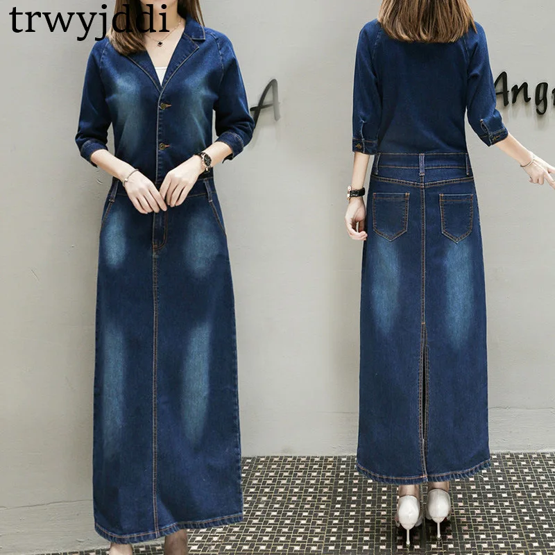 Korean V-Neck Long Dress Women Denim Dress 2019 Spring Plus Size Slim Elegant Dress Seven Sleeves Female Vestidos De Festa hl339
Korean V-Neck Long Dress Women Denim Dress 2019 Spring Plus Size Slim Elegant Dress Seven Sleeves Female Vestidos De Festa hl339