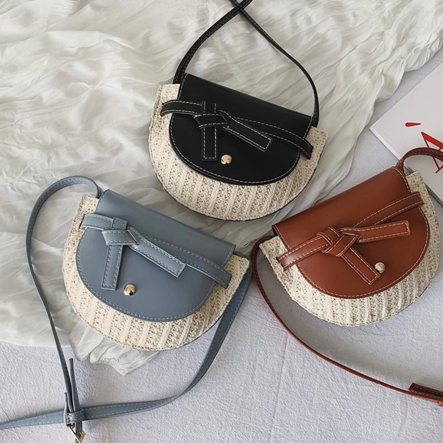 Fashion Weave Straw Saddle Bag Women Bow Messenger Bags Casual Pu Contrast Color Shoulder Bags Summer Beach Straw Crossbody Bag
Fashion Weave Straw Saddle Bag Women Bow Messenger Bags Casual Pu Contrast Color Shoulder Bags Summer Beach Straw Crossbody Bag