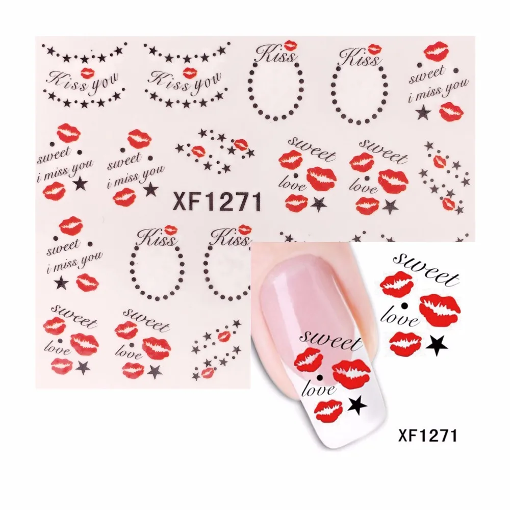 ZKO 1 Sheet Lip Pattern Water Transfer Nail Art Sticker Water Decals DIY Decoration For Beauty Nail Tools 1271