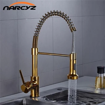 Kitchen Faucets Gold Brass Single Handle Pull Out Kitchen Tap Single Hole Handle Swivel 360 Degree Hot Cold Water Crane XT-191
Kitchen Faucets Gold Brass Single Handle Pull Out Kitchen Tap Single Hole Handle Swivel 360 Degree Hot Cold Water Crane XT-191