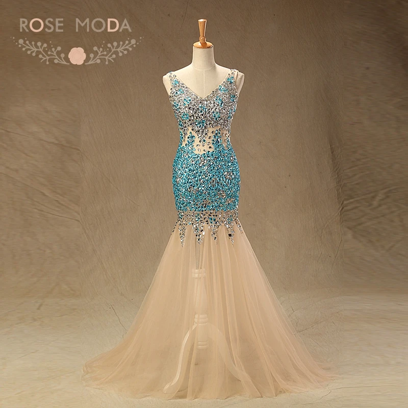 Rose Moda Sexy Crystal Prom Dresses V Neck See Through Mermaid Party Dress Reflective Dresses 2019
Rose Moda Sexy Crystal Prom Dresses V Neck See Through Mermaid Party Dress Reflective Dresses 2019
