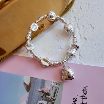 BOCAI s925 sterling silver bracelet for women love peach heart bracelet lady's handicraft Thai silver fashion jewelry
BOCAI s925 sterling silver bracelet for women love peach heart bracelet lady's handicraft Thai silver fashion jewelry