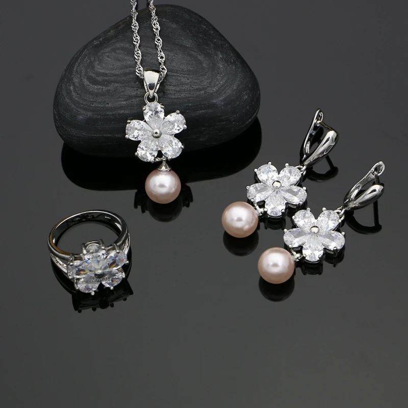 Mystic Imitation Freshwater Pearls White zircon Silver 925 Jewelry Sets For Women Wedding Flower Earrings Necklace Set
Mystic Imitation Freshwater Pearls White zircon Silver 925 Jewelry Sets For Women Wedding Flower Earrings Necklace Set