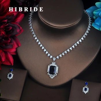 HIBRIDE Clear Sparkly Blue Cubic Zirconia Small Jewelry Sets For Women Bride Necklace Set Wedding Bride Dress Accessories N-376
HIBRIDE Clear Sparkly Blue Cubic Zirconia Small Jewelry Sets For Women Bride Necklace Set Wedding Bride Dress Accessories N-376