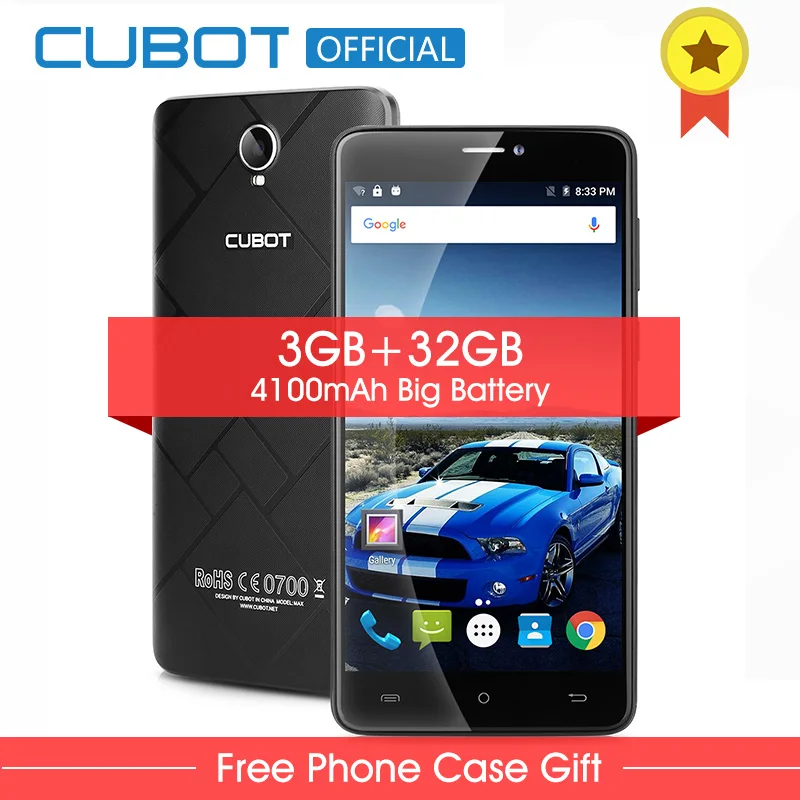 Image Original Cubot Max Android 6.0 MTK6753A Octa Core Smartphone 6.0 Inch 3GB RAM+ 32GB ROM Cell Phone 4100mAh 4G LTE Mobile Phone