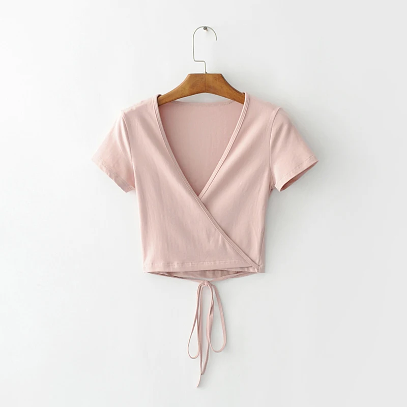 2017 Summer Sexy Deep V-neck Short Sleeve T-shirt Hot Sale Ladies Sashes Lace-up Cropped Top Solid Women Slim Top T-shirt
2017 Summer Sexy Deep V-neck Short Sleeve T-shirt Hot Sale Ladies Sashes Lace-up Cropped Top Solid Women Slim Top T-shirt