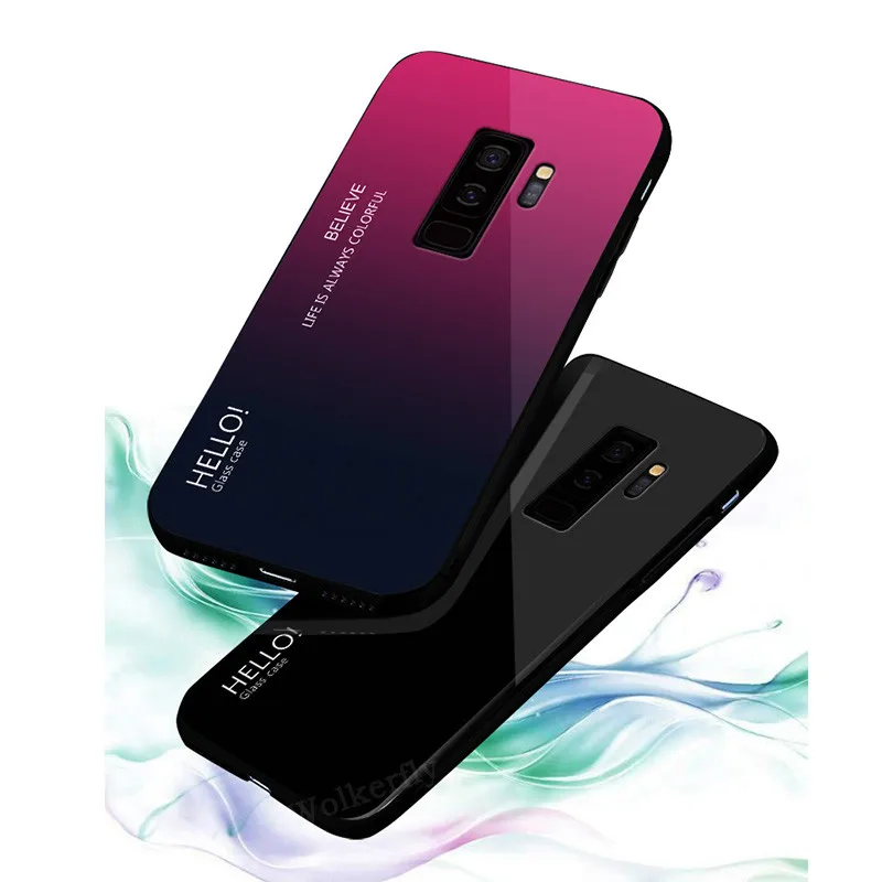 Для Samsung Galaxy S9 S8 плюс J6 J4 A6 A7 A8 A9 2018 Note9 8 S7 S10 градиент Аврора цветное закаленное