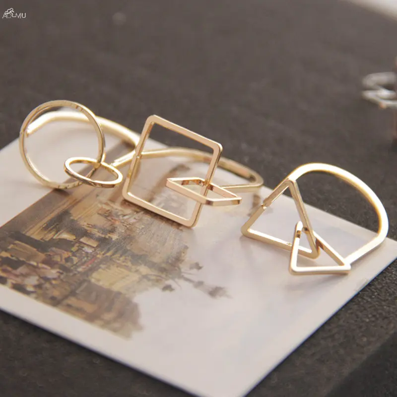 AOMU Fashion Accessories Simple Geometric Round Square Triangle Alloy Ring For Women Metal Gold Color Ring Jewelry
AOMU Fashion Accessories Simple Geometric Round Square Triangle Alloy Ring For Women Metal Gold Color Ring Jewelry