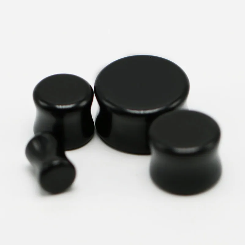 2pcs fashion obsidian black stone ear gauge plugs 6-16mm expansion stretchers tunnel taper body piercing anti-allergic jewelry5