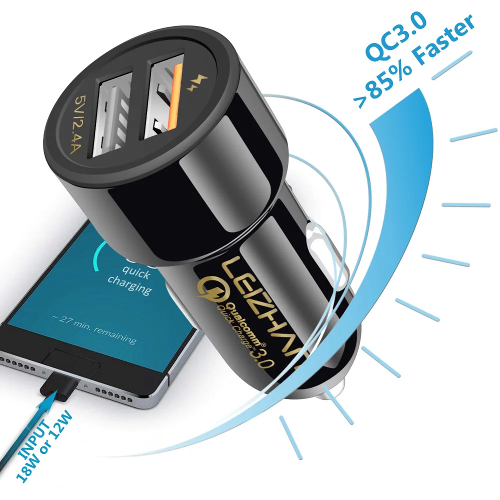 LEIZHAN Dual USB Car Charger USB 3.0 Cell Phone Car Charger Fast Charging For iphone Samsung Huawei Xiaomi Powerdrive Adapter
LEIZHAN Dual USB Car Charger USB 3.0 Cell Phone Car Charger Fast Charging For iphone Samsung Huawei Xiaomi Powerdrive Adapter
