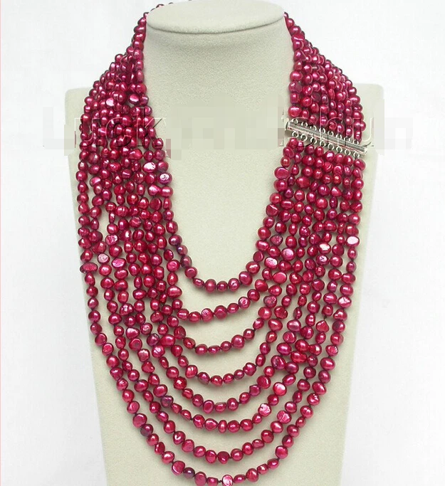 shipping 17"-24" 8row baroque wine red pearls necklace 925 silver clasp j8752 (A0502)
shipping 17"-24" 8row baroque wine red pearls necklace 925 silver clasp j8752 (A0502)