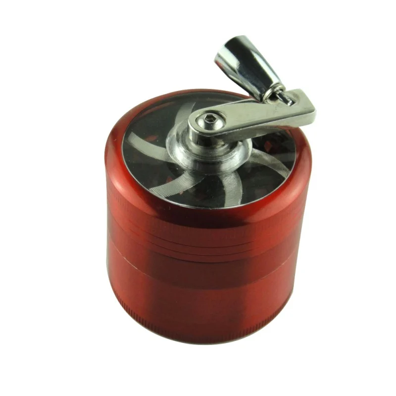 

4 Layers Herb Tobacco Spice Weeds Grass Aluminium Grinder Smoke Crusher Hand Crank Muller Mill Pollinator Smoking Accessories