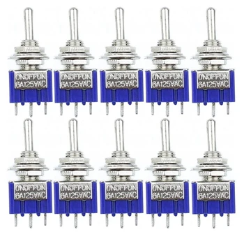 10 Pcs Toggle Switch MTS-103 3 Pin ON/OFF/ON PDT 6A 125VAC/3A 250VAC Mini Switch Lever Switch blue S
10 Pcs Toggle Switch MTS-103 3 Pin ON/OFF/ON PDT 6A 125VAC/3A 250VAC Mini Switch Lever Switch blue S