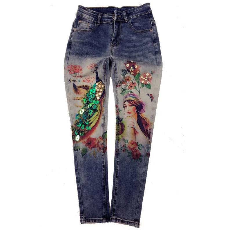 2018 New Slim Pencil Pants Vintage High Waist Jeans new womens pants Ankle-Length Pants print cowboy pants A393
2018 New Slim Pencil Pants Vintage High Waist Jeans new womens pants Ankle-Length Pants print cowboy pants A393