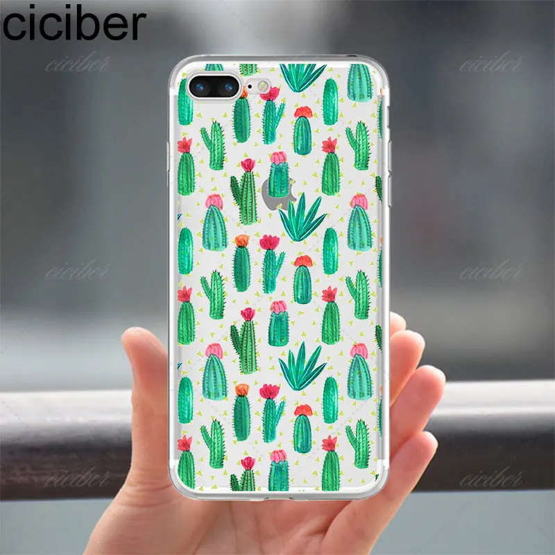 ciciber Phone Cases Fashion Cactus Soft Silicone Clear TPU Back Cover Fundas Coques for Iphone 7 8 6S Plus 5S SE X XR XS MAX