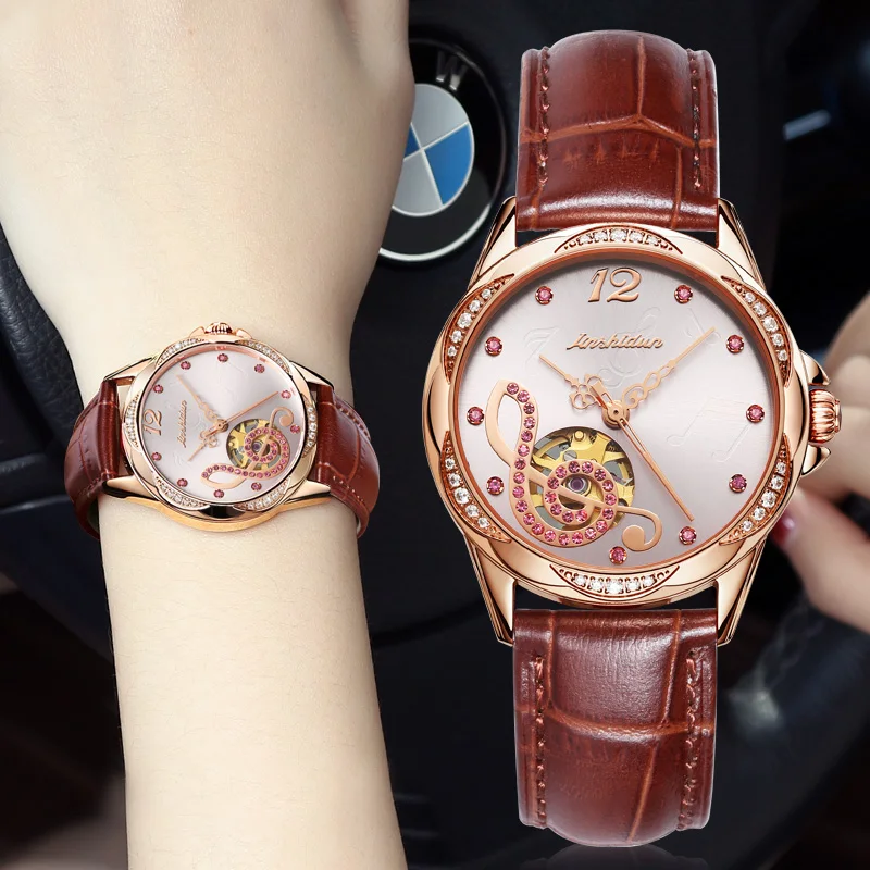 JSDUN Japan movement Mechanical Automatic Watches Women Luxury Leather Red Rhinestone Fashion Hollow Music logo relogio feminino
JSDUN Japan movement Mechanical Automatic Watches Women Luxury Leather Red Rhinestone Fashion Hollow Music logo relogio feminino