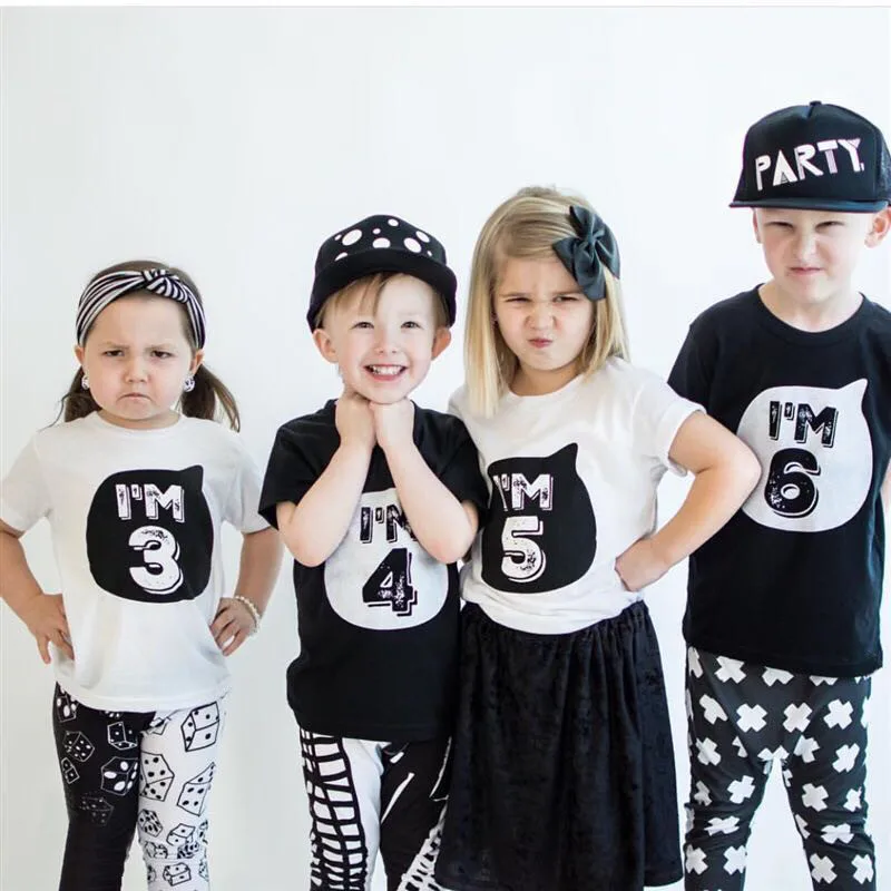Toddler Baby 1 2 Year Birthday T-Shirts Party Costume Black White Shirt Boys Girl Clothes Infant Summer Cool Streetwear Tee Tops
Toddler Baby 1 2 Year Birthday T-Shirts Party Costume Black White Shirt Boys Girl Clothes Infant Summer Cool Streetwear Tee Tops