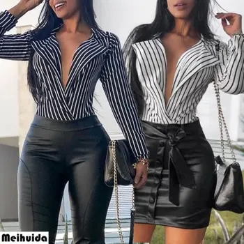Women's Striped Casual Tops Long Sleeve V Neck Shirt Loose Fashion Fashion Blouse Clothes Slim Office Ladies Shirt
Women's Striped Casual Tops Long Sleeve V Neck Shirt Loose Fashion Fashion Blouse Clothes Slim Office Ladies Shirt