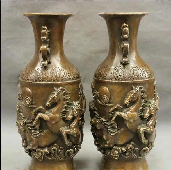 free 10" Folk Chinese Bronze Copper Dragon Horse Statue Pot Vase Bottle Pair fast
free 10" Folk Chinese Bronze Copper Dragon Horse Statue Pot Vase Bottle Pair fast