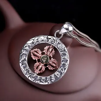 925 Sterling Silver Fashion Jewelry Retro Vajra Dorje Cross Round Pendant Buddhism A2216
925 Sterling Silver Fashion Jewelry Retro Vajra Dorje Cross Round Pendant Buddhism A2216