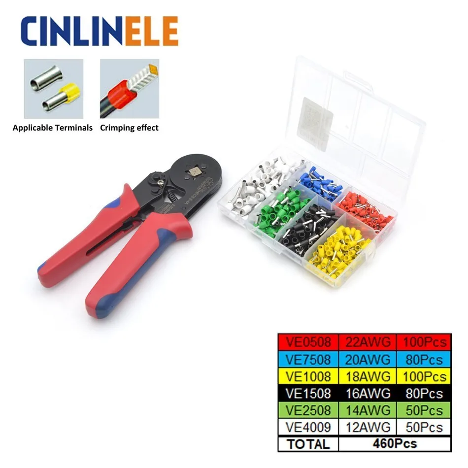 HSC8 6-6 & 10S + VE Tube Bootlace 460Pcs 0.25-6mm 23-10AWG 0.25-10mm 23-7AWG Crimp Pliers Tube Terminal Crimping Hand Tool
HSC8 6-6 & 10S + VE Tube Bootlace 460Pcs 0.25-6mm 23-10AWG 0.25-10mm 23-7AWG Crimp Pliers Tube Terminal Crimping Hand Tool