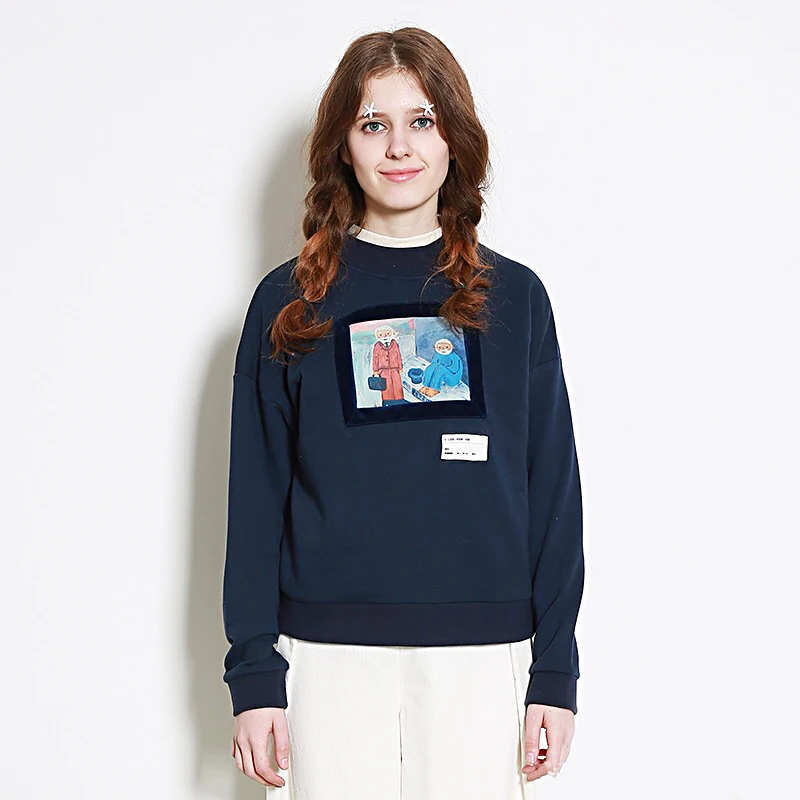Casual Loose Pullover Women Long Sleeve Ladies Hoodies Sweatshirts Dark Blue Letters Graffiti Patch Autumn Lastest Tops Cotton
Casual Loose Pullover Women Long Sleeve Ladies Hoodies Sweatshirts Dark Blue Letters Graffiti Patch Autumn Lastest Tops Cotton