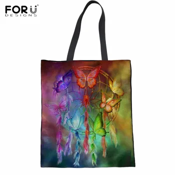 FORUDESIGNS Rainbow Butterfly Dreamcatcher Pattern Woman Cotton Shopping Tote Bags Foldable Reusable Eco Bags Large Grocery Bag
FORUDESIGNS Rainbow Butterfly Dreamcatcher Pattern Woman Cotton Shopping Tote Bags Foldable Reusable Eco Bags Large Grocery Bag