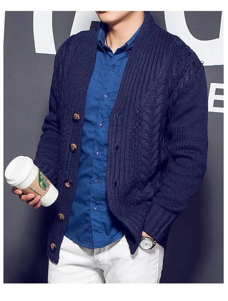 Men's 2020 autumn and winter sweater knit cardigan sweater Korean version of the lapel thick sweater coat sweater men Men Men's 2020 autumn and winter sweater knit cardigan sweater Korean version of the lapel thick sweater coat sweater men Men
