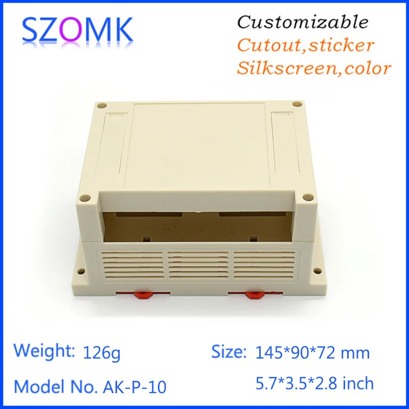 one piece szomk abs din rail plastic enclosure project housing control box case electronics 145*90*72mm
one piece szomk abs din rail plastic enclosure project housing control box case electronics 145*90*72mm