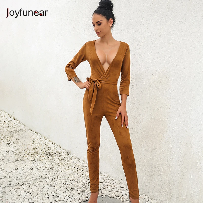 Joyfunear 2017 Autumn Winter New Long Sleeve Women Jumpsuits Vintage V Neck Belt Suede Rompers Women Party Playsuits Bodysuit
Joyfunear 2017 Autumn Winter New Long Sleeve Women Jumpsuits Vintage V Neck Belt Suede Rompers Women Party Playsuits Bodysuit